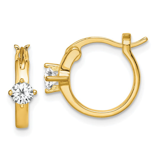 Sterling Silver Gold-tone Square CZ Hoop Earrings