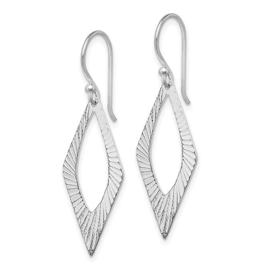 Rhodium-plated Sterling Silver Diamond-cut Dangle Earrings