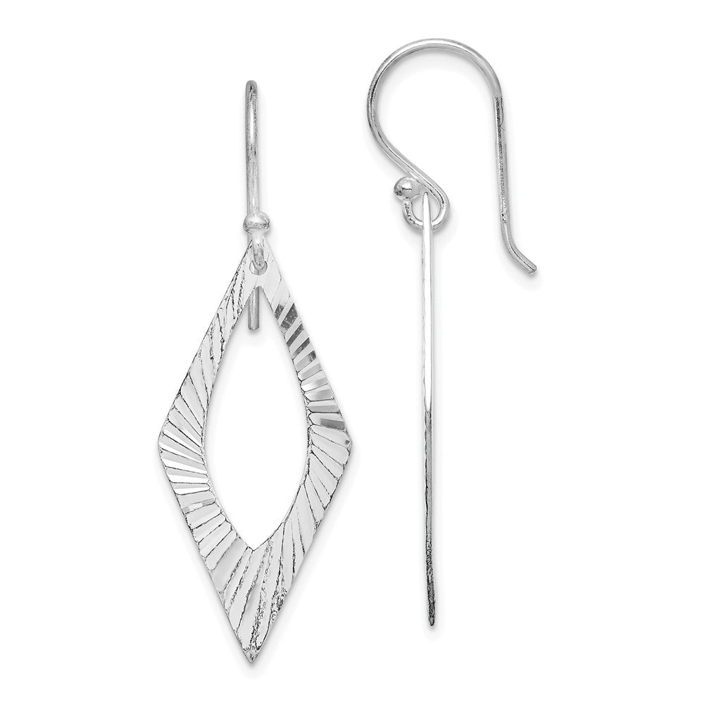 Rhodium-plated Sterling Silver Diamond-cut Dangle Earrings