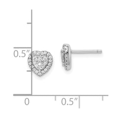 Rhodium-plated Sterling Silver Pave CZ Heart Post Earrings