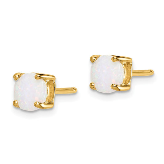 Rose Gold-plated Sterling Silver and Gold-tone Created 6mm Opal Earrings Set