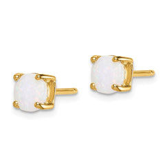 Rose Gold-plated Sterling Silver and Gold-tone Created 6mm Opal Earrings Set