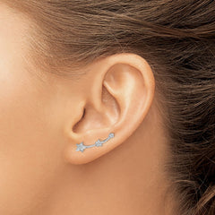 Rhodium-plated Sterling Silver CZ Star Ear Climber Earrings