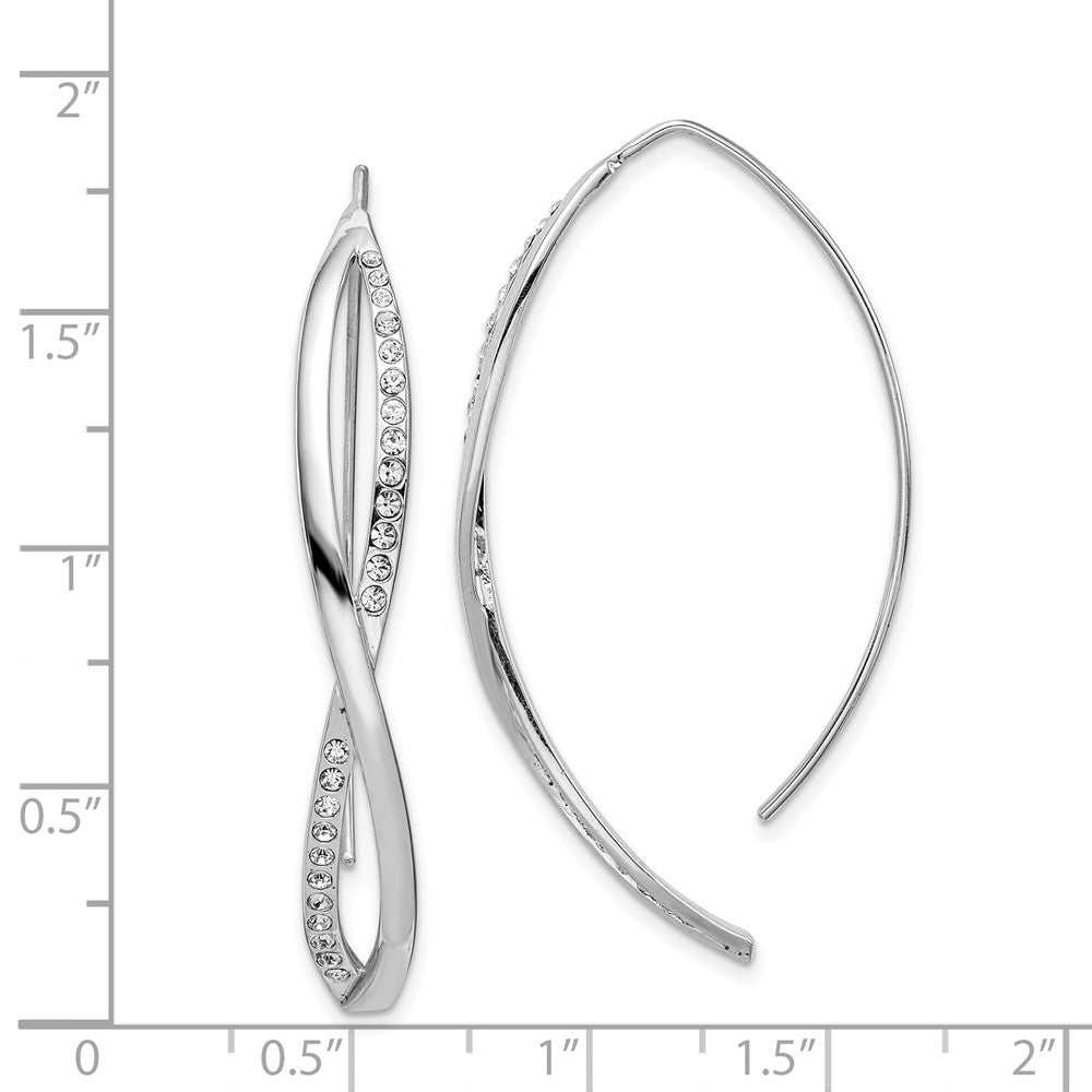 Rhodium-plated Sterling Silver CZ Twisted Threader Earrings