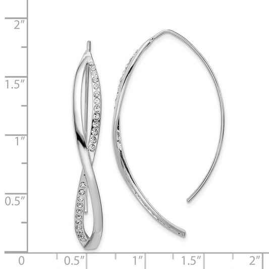 Rhodium-plated Sterling Silver CZ Twisted Threader Earrings