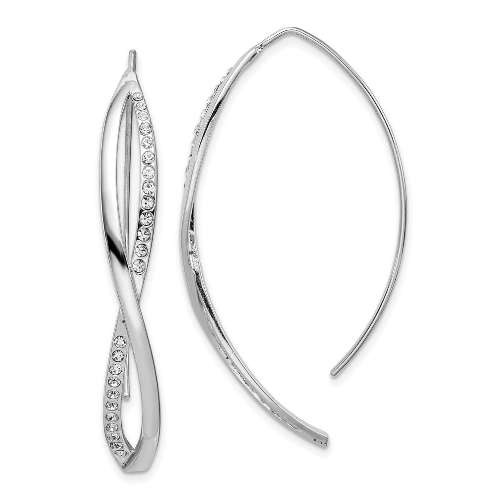 Rhodium-plated Sterling Silver CZ Twisted Threader Earrings