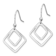 Rhodium-plated Sterling Silver Diamond Shape Dangle Earrings