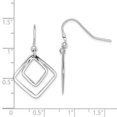 Rhodium-plated Sterling Silver Diamond Shape Dangle Earrings