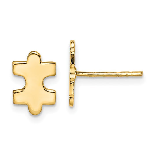 Yellow Gold-plated Sterling Silver Polished Puzzle Piece Post Earrings