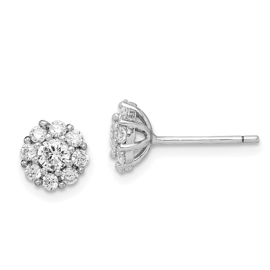 Rhodium-plated Sterling Silver Polished CZ Halo Post Earrings