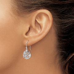 Rhodium-plated Sterling Silver Filigree Circle Dangle Earrings