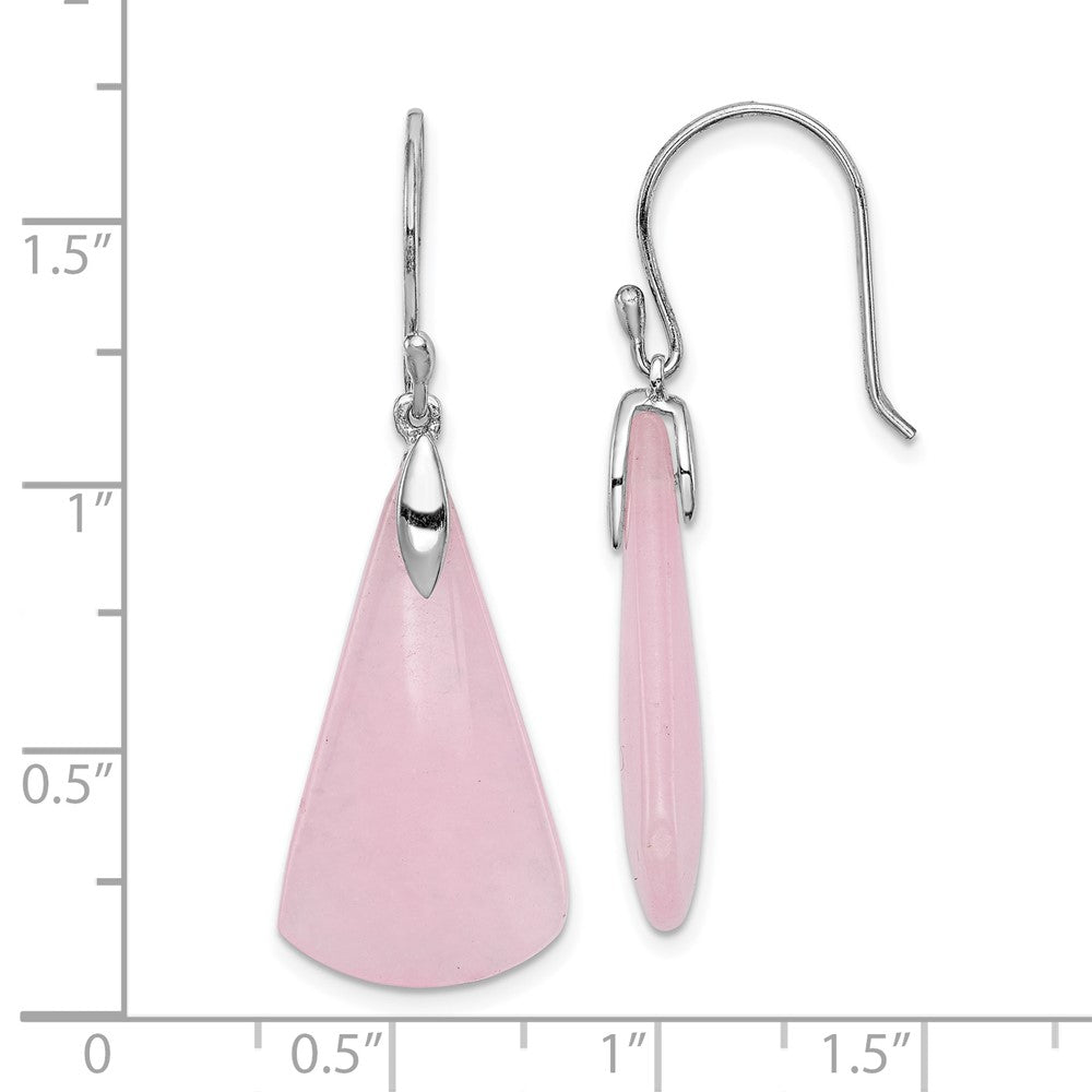 Rhodium-plated Sterling Silver Dyed Pink Quartz Dangle Earrings