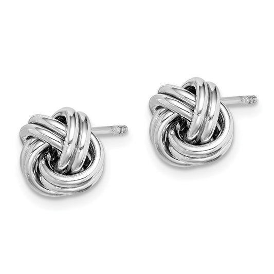 Rhodium-plated Sterling Silver Polished Love Knot Post Earrings