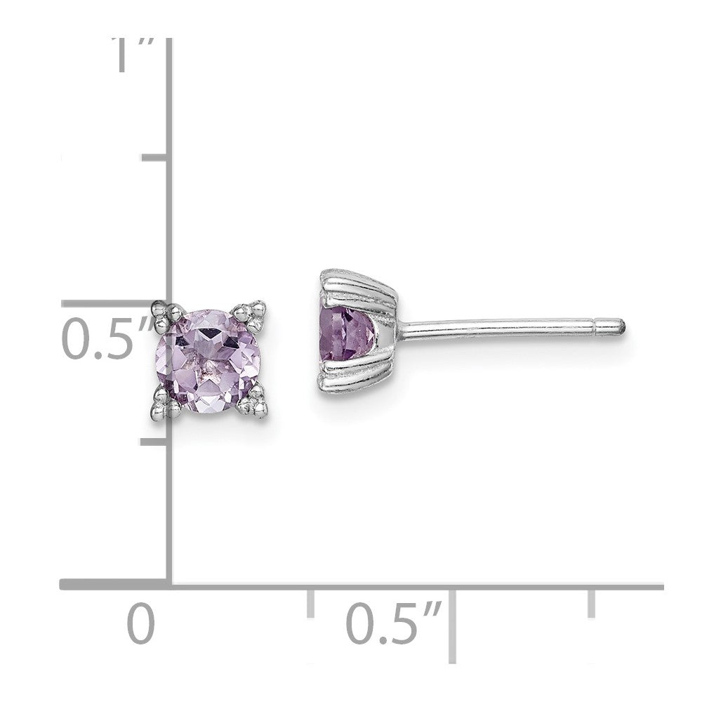 Rhodium-plated Sterling Silver Round 5mm Amethyst Post Earrings