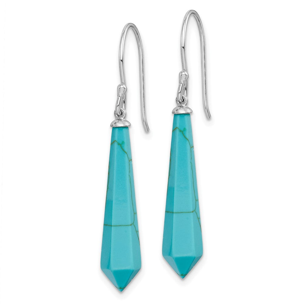 Rhodium-plated Sterling Silver Created Turquoise Dangle Earrings