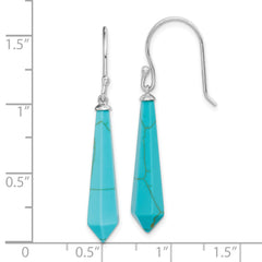 Rhodium-plated Sterling Silver Created Turquoise Dangle Earrings