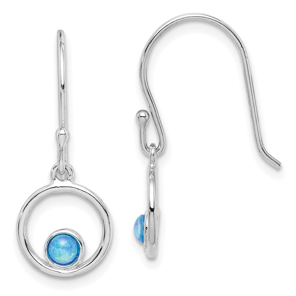 Rhodium-plated Sterling Silver Imitation Opal Circle Dangle Earrings