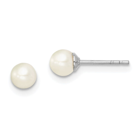 Sterling Silver Madi K 4-5 White Round FWC Pearl Stud Earrings