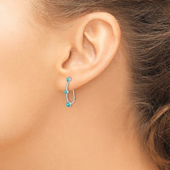 Rhodium-plated Sterling Silver Created Turquoise Ear Climber Earrings