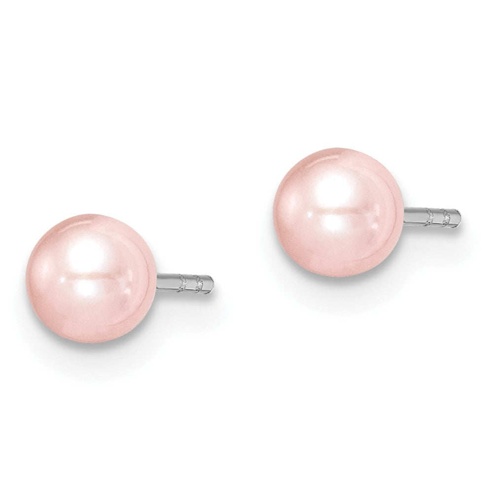 Sterling Silver Madi K 4-5mm Pink Round FWC Pearl Stud Earrings