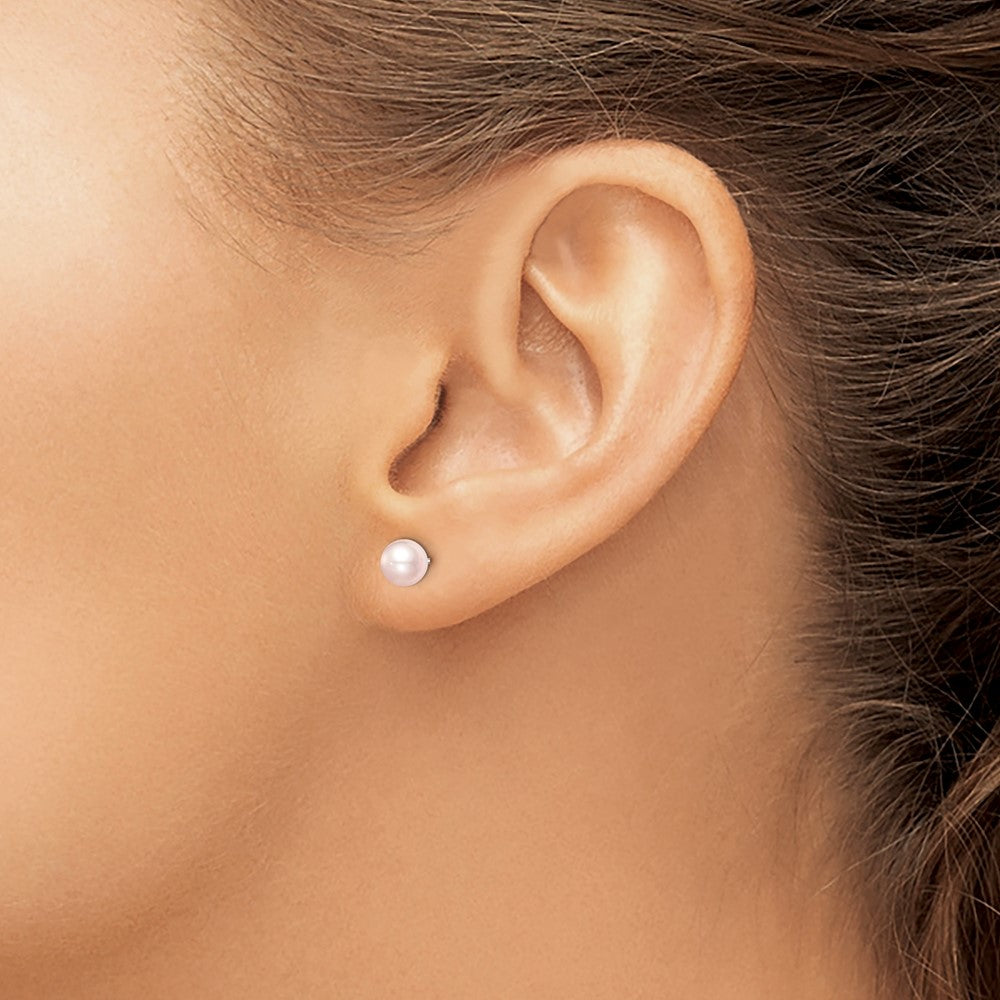 Sterling Silver Madi K 5-6mm Pink Round FWC Pearl Stud Earrings