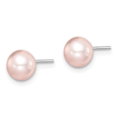 Sterling Silver Madi K 6-7mm Pink Round FWC Pearl Stud Earrings