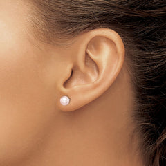Sterling Silver Madi K 6-7mm Pink Round FWC Pearl Stud Earrings