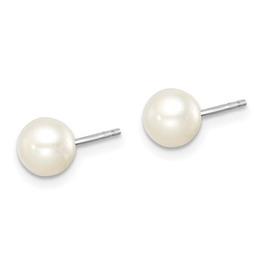 Sterling Silver Madi K 5-6mm White Round FWC Pearl Stud Earrings