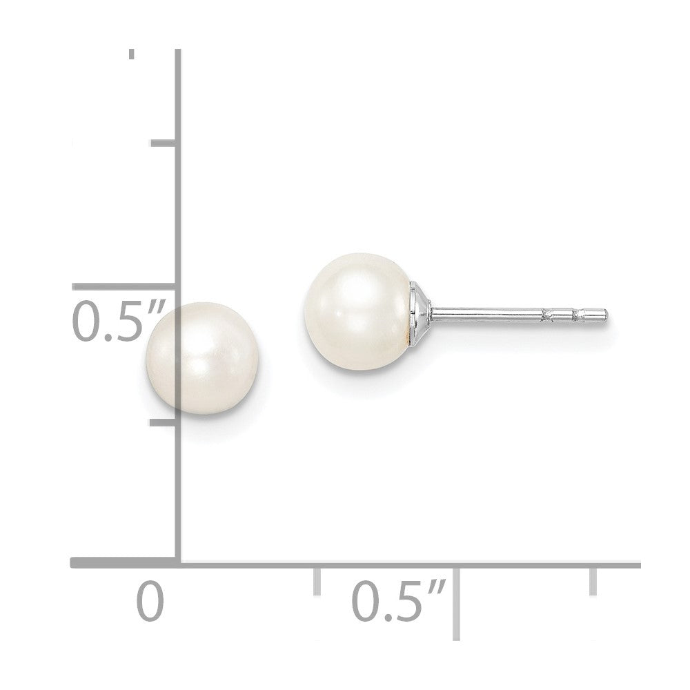 Sterling Silver Madi K 5-6mm White Round FWC Pearl Stud Earrings