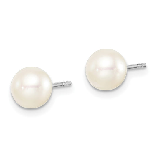 Sterling Silver Madi K 6-7mm White Round FWC Pearl Stud Earrings