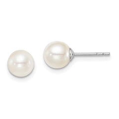Sterling Silver Madi K 6-7mm White Round FWC Pearl Stud Earrings