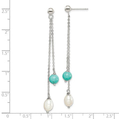 Sterling Silver Turquoise FWC Pearl Post Dangle Earrings