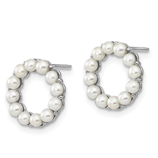 Rhodium-plated Sterling Silver 2-2.5mm Button FWC Pearl Earrings