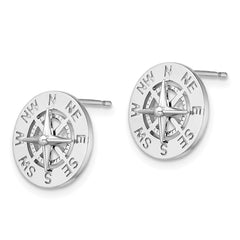 Sterling Silver Polished Mini Nautical Compass Post Earrings