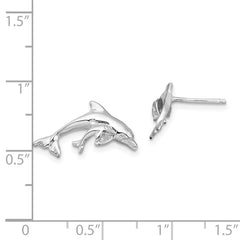 Sterling Silver Polished Dolphin and Baby Post Earrings