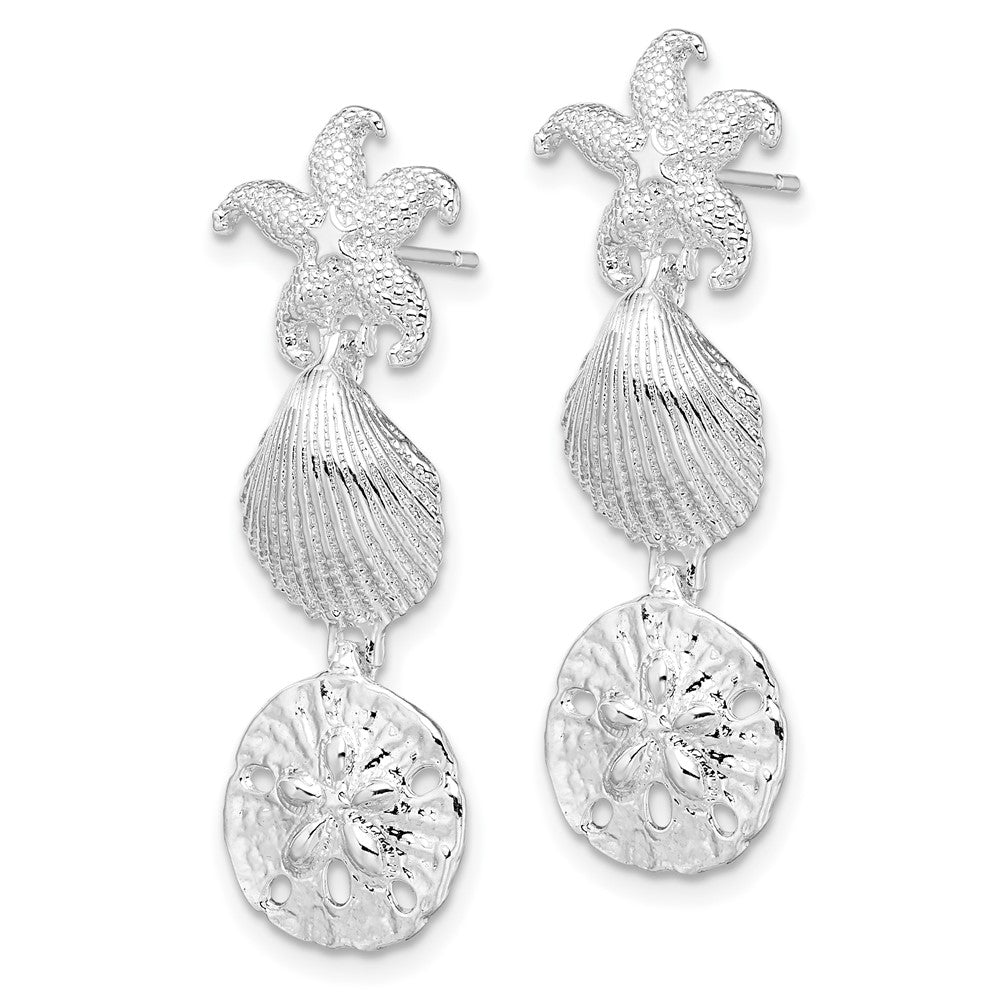 Sterling Silver Polished Sea Life Dangle Post Earrings