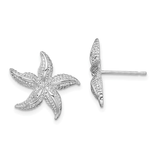Sterling Silver Polished Small Starfish Post Earrings