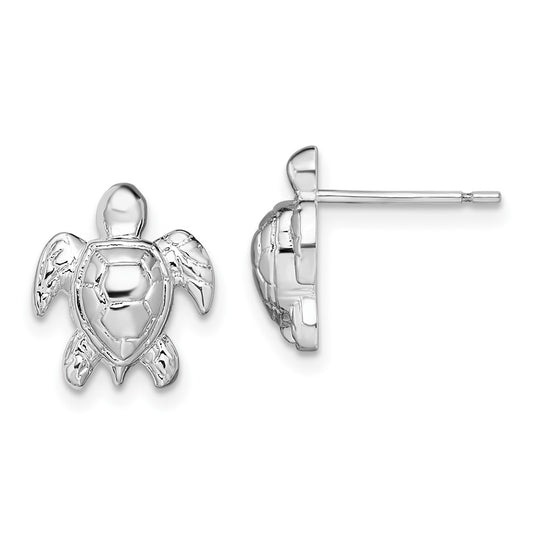 Sterling Silver Polished Mini Sea Turtle Post Earrings