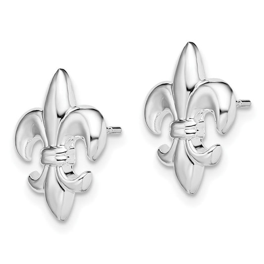 Sterling Silver Polished Small Fleur de Lis Post Earrings