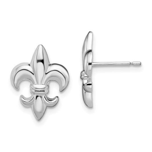 Sterling Silver Polished Small Fleur de Lis Post Earrings