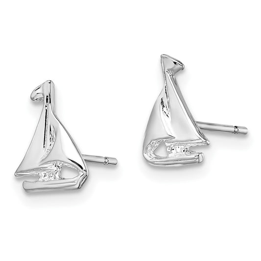 Sterling Silver Polished Mini Sailboat Post Earrings