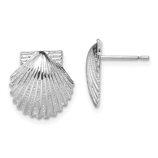 Sterling Silver Polished Scallop Shell Post Earrings