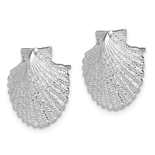 Sterling Silver Polished Large Scallop Shell Post Earrings