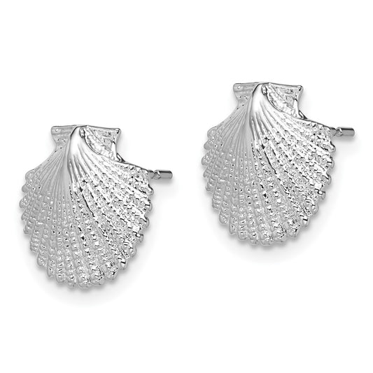 Sterling Silver Polished Scallop Shell Post Earrings