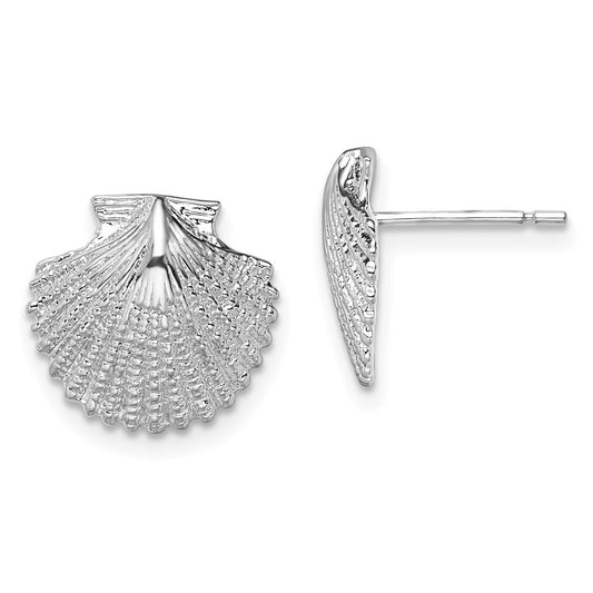 Sterling Silver Polished Scallop Shell Post Earrings