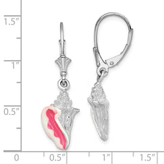 Sterling Silver Polish Enamel Small Conch Shell Leverback Earrings
