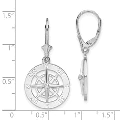 Sterling Silver Polished Compass Leverback Earrings