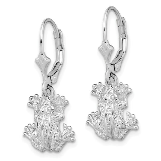 Sterling Silver Polished Frog Leverback Earrings