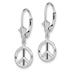 Sterling Silver Polished 3D Peace Symbol Leverback Earrings