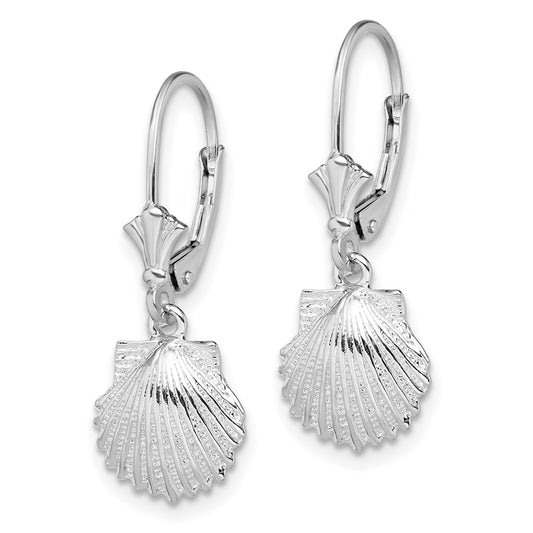 Sterling Silver Polished Shell Leverback Earrings